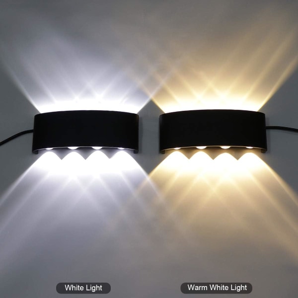 LED-loftslampe i aluminium, vandtæt, sort, 8 W