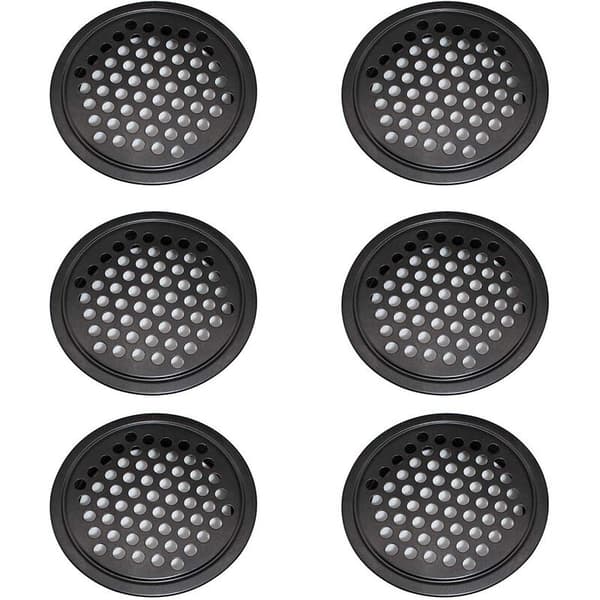 Ventilationsriste i rustfrit stål - 6 stk, 60 mm runde til garderobe & køkken