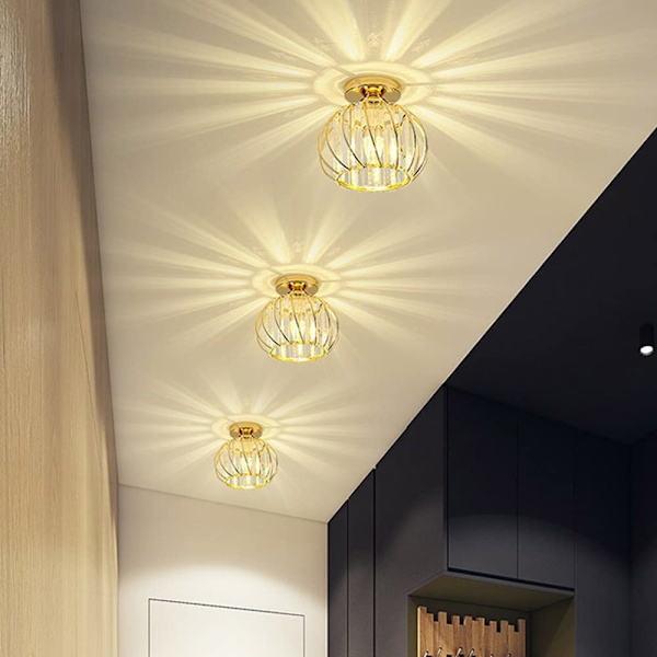 Gylden Moderne E27 Loftlampe Krystal Loftlamper Stuelamper Køkkenlamper Halvmonteret Loftlampe