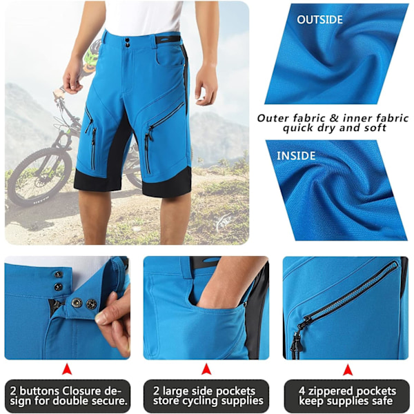 cykelshorts til mænd, korte polstrede cykelshorts med sædepolstring, baggy MTB downhill bukser, mountainbike cykelbukser Subcode XXL (Eurocode XL)
