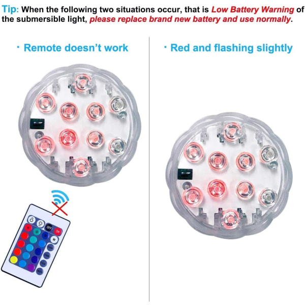 2 kappaletta upotettavia LED-valoja, vedenpitävät allasvalot veden alla 16 värillä, kaukosäätimellä varustetut valot koristeluun