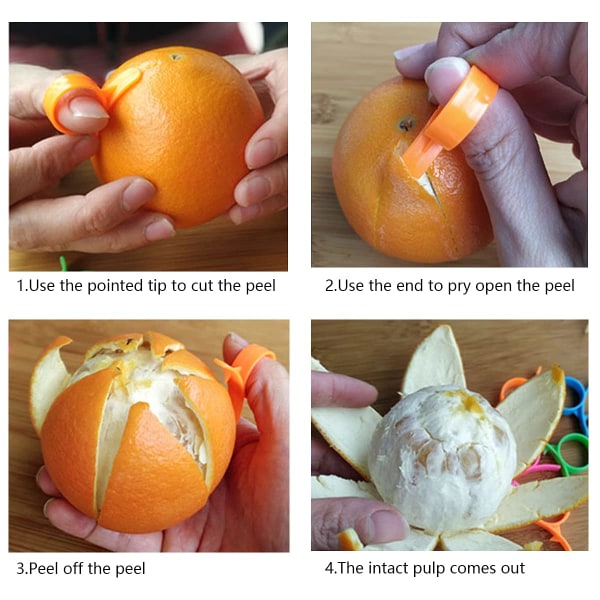 Paket med 6 apelsinskalare, typer av apelsinskalare, fruktskalare, kreativa skalare, citron och citrusfrukter