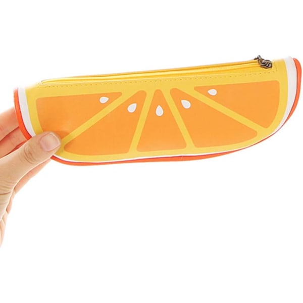 Frukt Penalhus Serie, Kreative PU Penalvesker, Ny Fruktstil Glidelås Penalhus (Appelsin) Orange