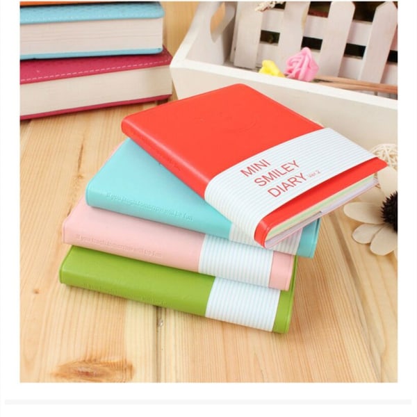 6 stk Smiley Lomme Notatbok Hardback Journal Notepad Super Dagbok Memo Blanke Sider 10 x 8cm, 100 Ark (6 Farger) (liten)