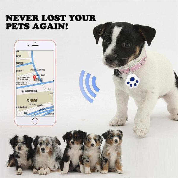 Bluetooth Tracker til kæledyr Hunde Katte Bagage Børn Punghalsbånd Tilbehør Smart Tracker， Vandtæt bærbar enhed Forebyggelse af tab af kæledyrslokalisering