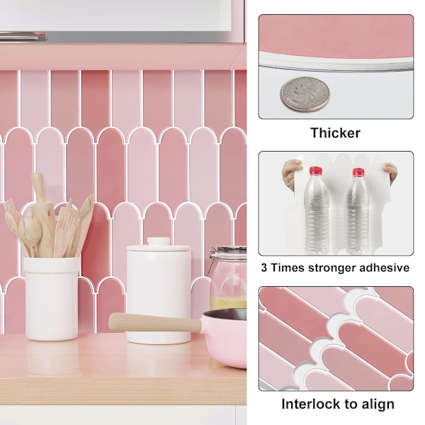 St 2,5 mm tjocka 3D självhäftande väggplattor backsplash för kök (30,5x30,5 cm)