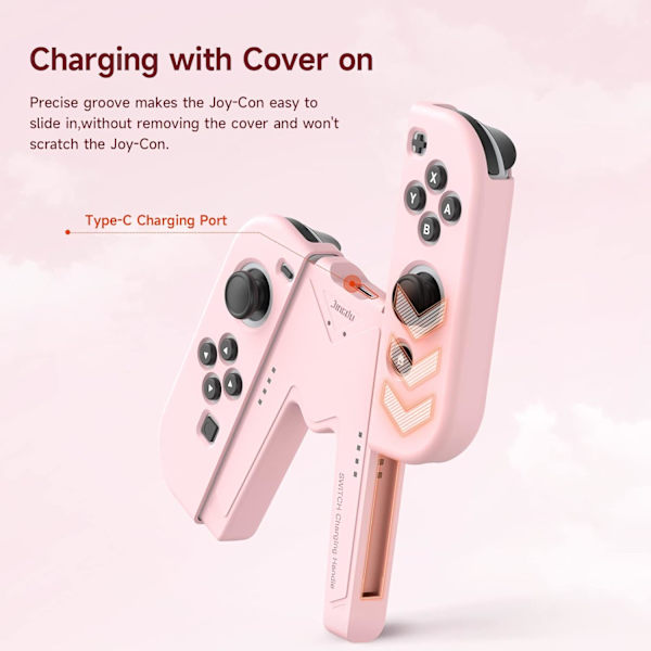 Laddningsgrepp för Nintendo Switch/OLED, Joystick Laddning Komfort V-formad Spelgreppkontroll med Batteriindikatorer