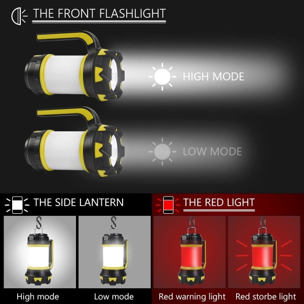 Oppladbar LED-lanterne, 4000mAh 360° campinglampe, grønn