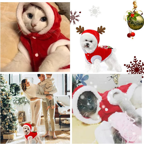 1 stk. Julekostume til hund og kat til små og mellemstore kæledyr (L)