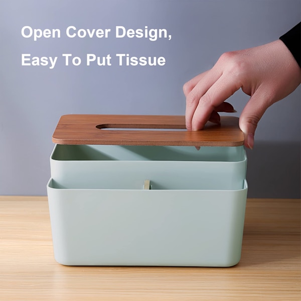3 i 1 Tissue Box Holder Rektangulær, Tissue Holder med Opbevaring til Hjem, Kontor, Bil (Grøn)