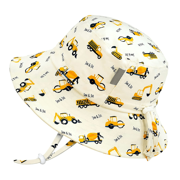 Solhatt för bebis, småbarn och barn 0-6 månader, andningsbar bomull, hinkmodell, 50 UPF, justerbar för tillväxt, sitter kvar, unisex, stil B