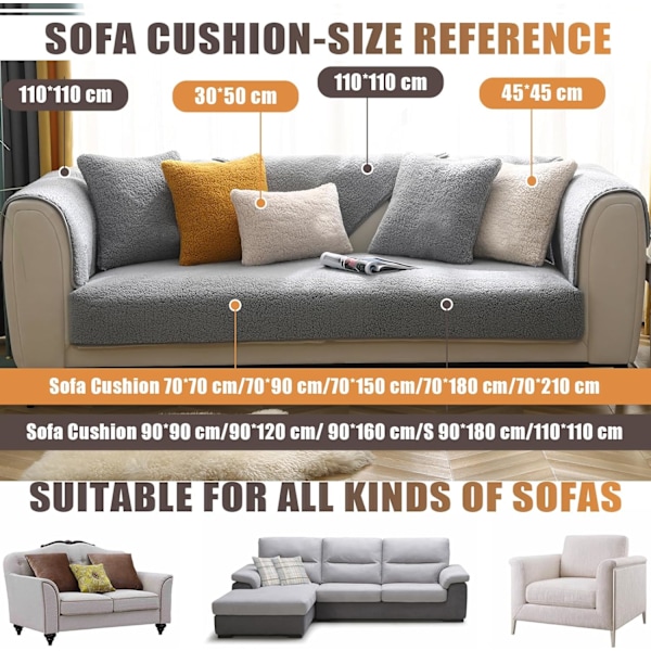 Premium Sammetssofföverdrag, Halkfria Sofföverdrag, Genomarbetade och Utsökta Möbelskydd, Soffkuddöverdrag för Sovrum, Hotell och Kontor (70*180cm) Gray 70*180cm
