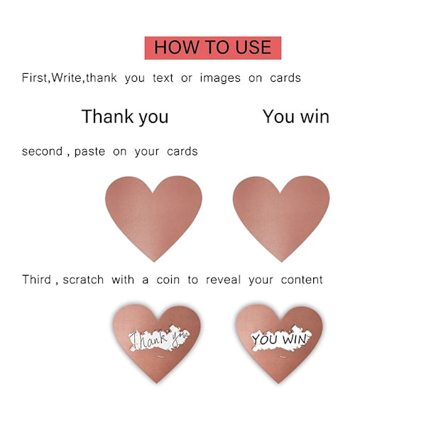 300 stk. Love Heart Scratch Off Labels Stickers (sølv)