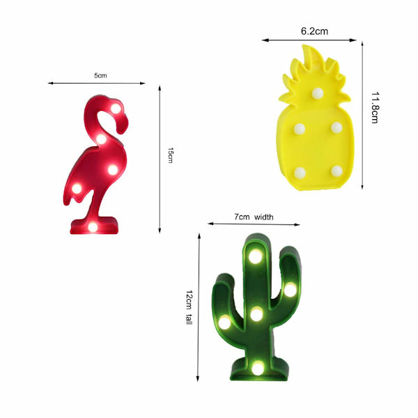 Flamingo Ananas Kaktus Mini Natlampe Sæt LED Natlampe