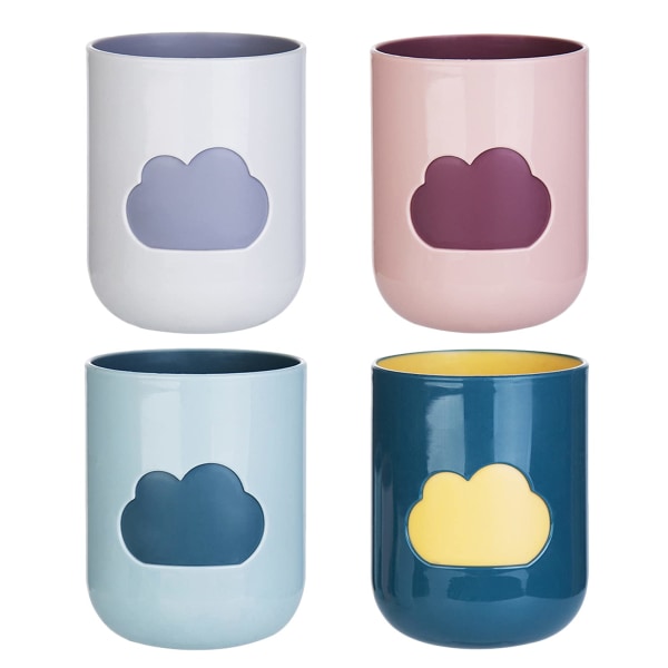 Plastkopp, 4 stk Tannbørstekopp Munnskyllkopp Reise Munnskyllkopp Sky Mønsterdesign for Piknik, Utendørsfester og Hjemme (4 farger)
