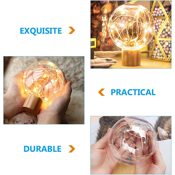 Krystallkule nattlys LED nattlampe USB oppladbar