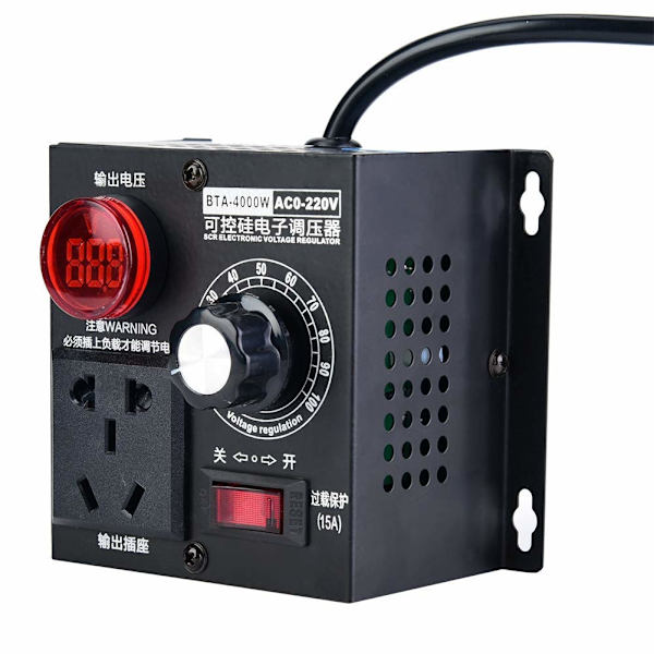Dimmer, AC 220V 9A 4000W SCR Spenningsregulator Motor Vifte Hastighetskontroll