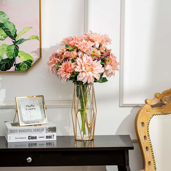 Glassvase for blomster gull, moderne store vaser for pampas