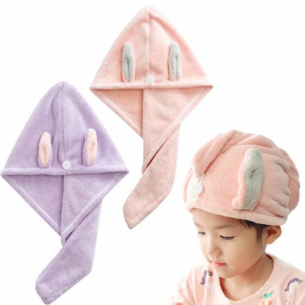 Super Absorbent Quick Dry Hair Towel for Child Daughter 2 Pack