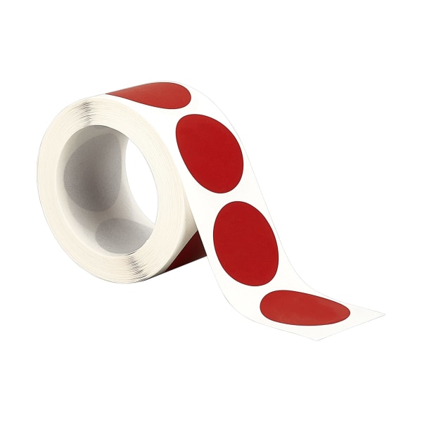 500 st/rulle avskrapa klistermärke, runda etiketter (röda)