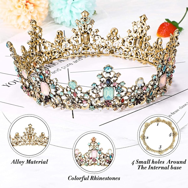 Juvelprydd barock drottningkrona - Rhinestone bröllopskrona