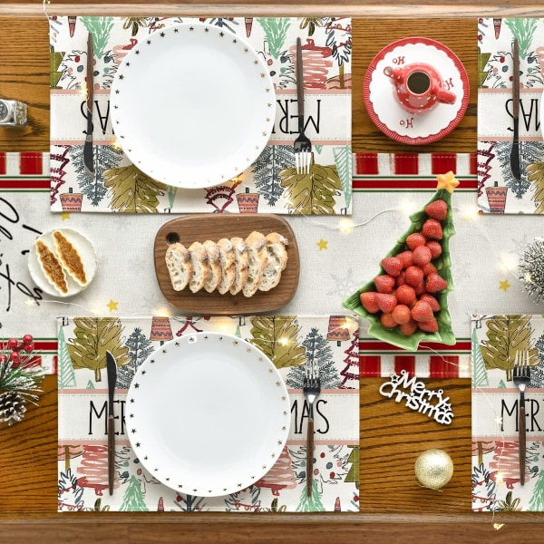 Pines Trees  God Jul Placemats Set om 4, 12x18 tum