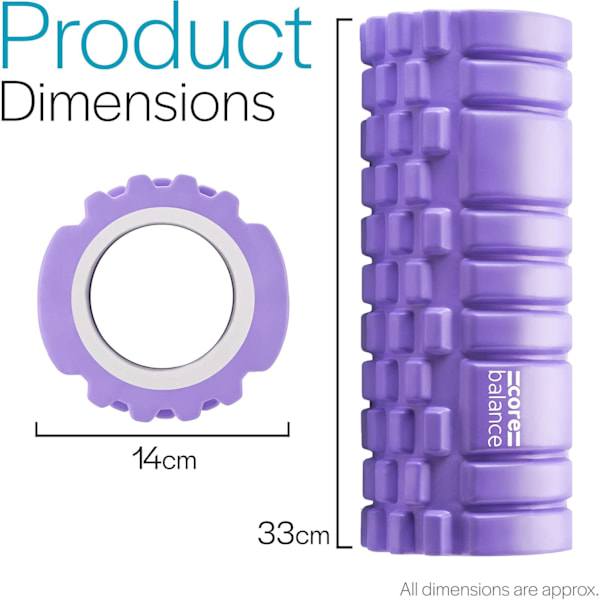 Core Balance Foam Roller for dypvevsmassasje, Trigger Point Grid Sports Massasjeapparat, Fitness Gym Physio (Lilla)