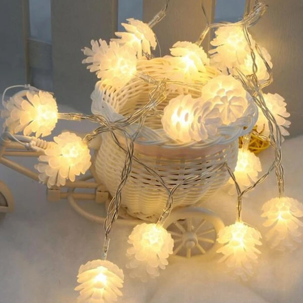 Julelys med kongler og LED-lys (3 m, 20 LED)
