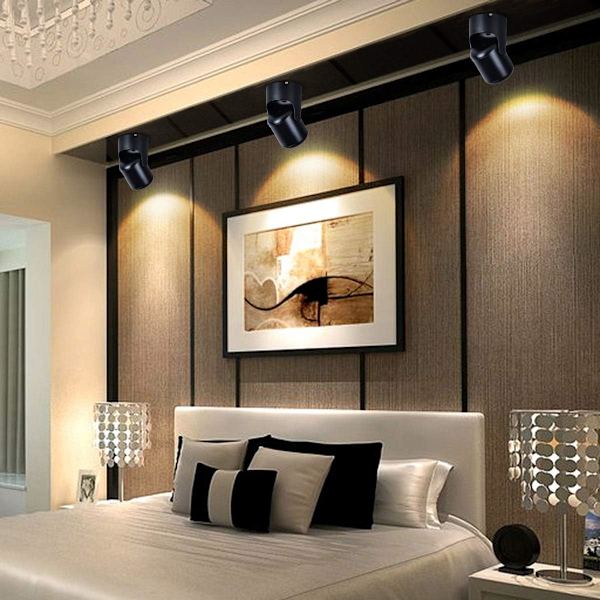12W Hvidt Loftslampe 1 LED Spotlights (Sort, Varm Hvid)