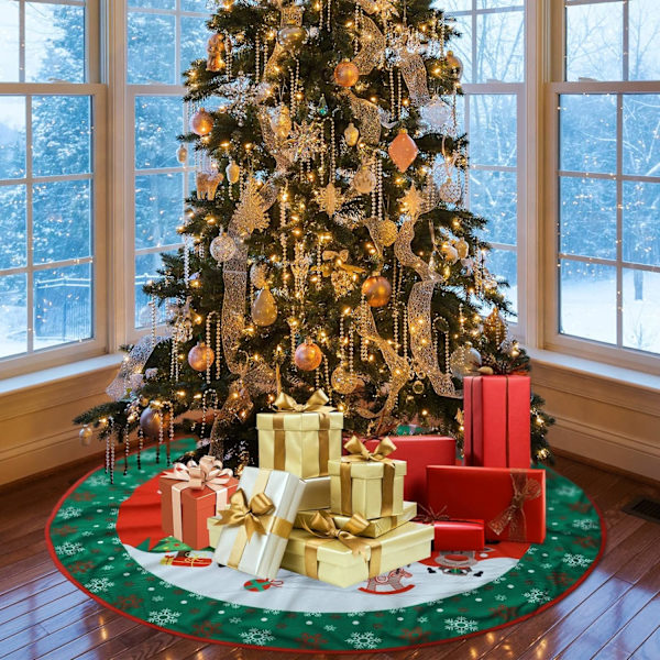 Julgransmatta, 90cm Julgrans Topp, Julgransdekoration, God Jul Gransmatta för Jul, Röd