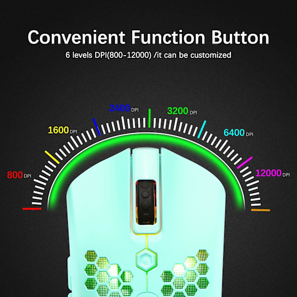 65G Trådlös Lättvikts Spelmus, 26 RGB Bakgrundsbelyst USB Spelmus med 7 Programmerbara Knappar, med Ultralätt Ergonomisk Bikakestruktur