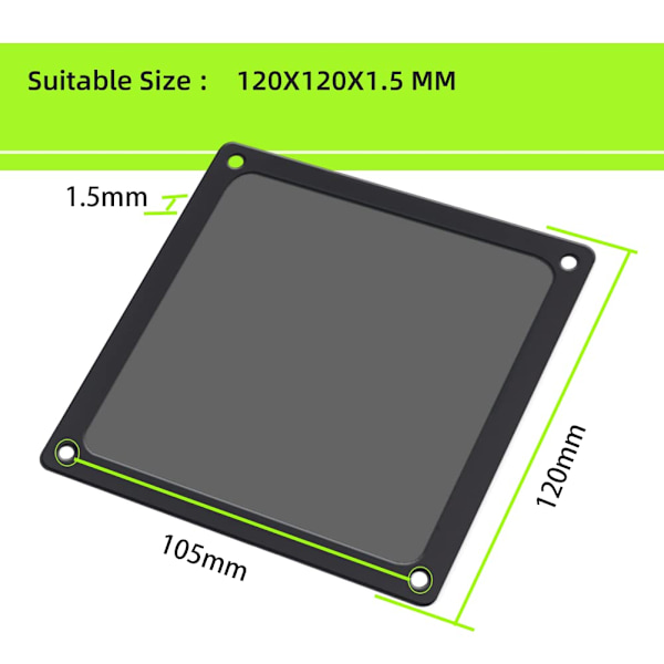 Pölysuodatin 120mm tietokoneen jäähdytys-/virtalähde-/reititin-tuulettimeen NYLON 80 Mesh, magneettinen kehys PC-tuulettimeen pölysuodatin PC-jäähdyttimen suodatin (NYLON, 4 kpl, musta)