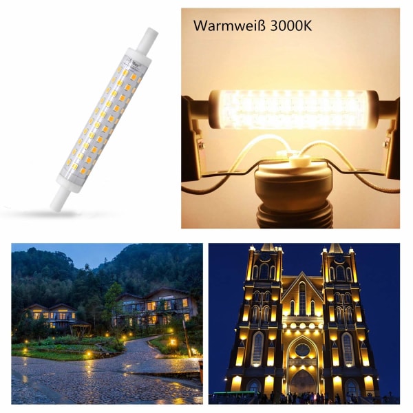 2 kpl R7s LED-lamppua, 118 mm, lämmin valkoinen, 3000K 230V AC