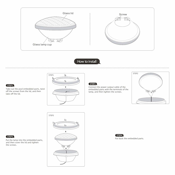 18W Hvid LED Pool Lys PAR56 12V DC/AC, Vandtæt IP68