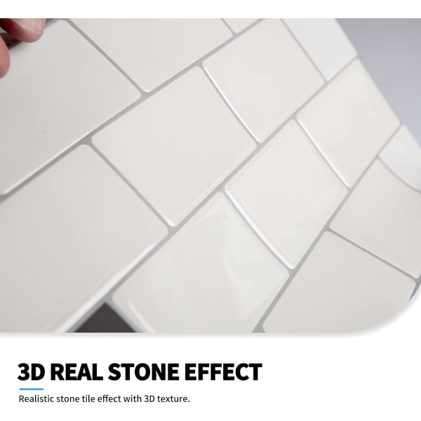 12"x12" Stick on laatat, Peel and Stick Subway Tile Backsplash, kiiltävä valkoinen itseliimautuva seinälaatta 5 kpl
