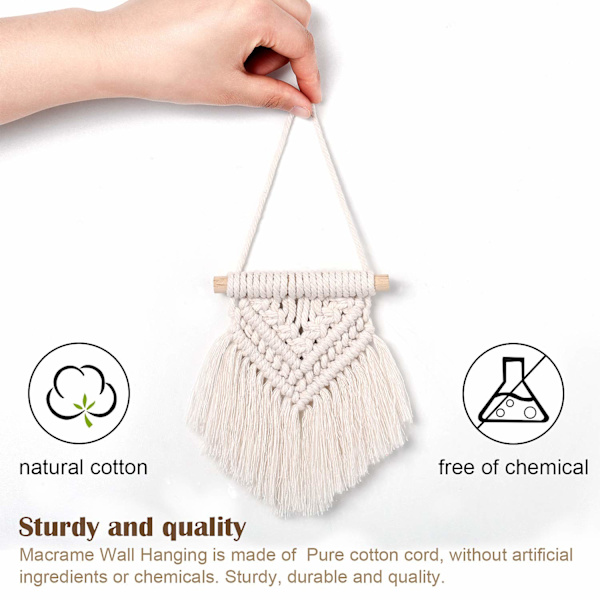 5 kappaletta Mini Macrame Seinävaate Koriste Käsintehty Kudottu Seinävaate