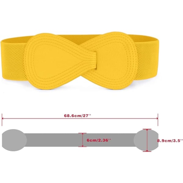 Interlock-spenne 8-formet Kunstig Lær Elastisk Belte Cinch Midje for Dame