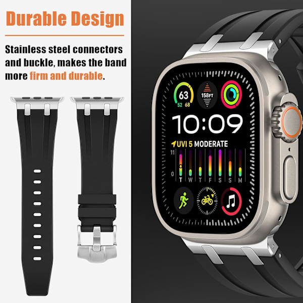 Kompatibel med Apple Watch Ultra Armband 38mm 40mm 41mm, Flytande Silikonband med Rostfritt Stål Adapterband Utformade för Apple Watch