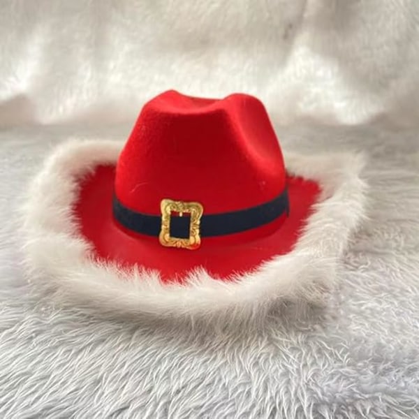 Led blinkande julcowboy röd hatt
