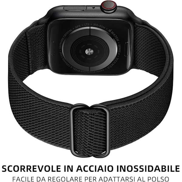 Kompatibel med Apple Watch 9/8/7/6/5/4/3 SE 2/1 41mm 40mm 38mm, Nylon Flätad Stretch Sport Band för iWatch Män och Kvinnor, Svart