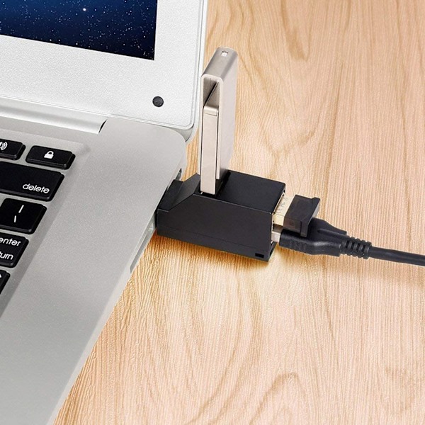 USB-hubb, 3-portars hubb (2 USB 2.0 + USB 3.0), adapter med hög hastighet för PC, bärbar dator, stationär dator, XPS, Macbook, Surface Pro, USB-minnen, mobil hårddisk