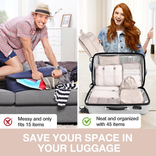 Resväska Organizer - Packkuber och Väskor 7 delar Beige Beige 332