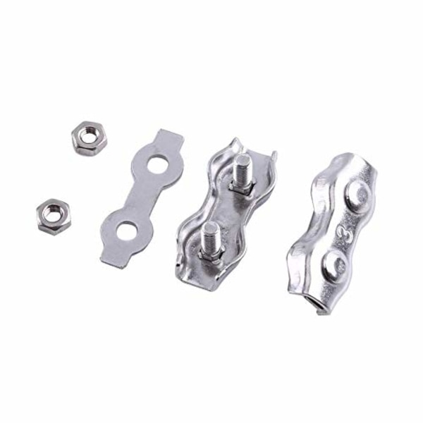 10 st M3 Duplex Clips Wire Rope Clips Rostfritt Stål Duplex Clamp 2-Post Wire Rope Clip Kabelklämma Segelklämma
