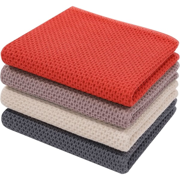 Kök Handdukar 100% Ren Bomull, 4-pack, 33 x 71 cm, Mycket Absorberande Super Mjuk, för Diskning, Snabbtorkande Hållbar, Blandad Färg