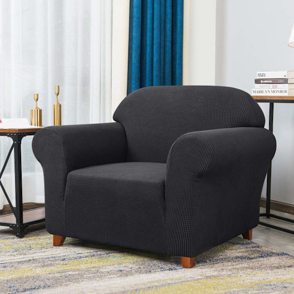 1 stk Sofaovertrekk med stretch Jacquard armlene (1 sete, grå)