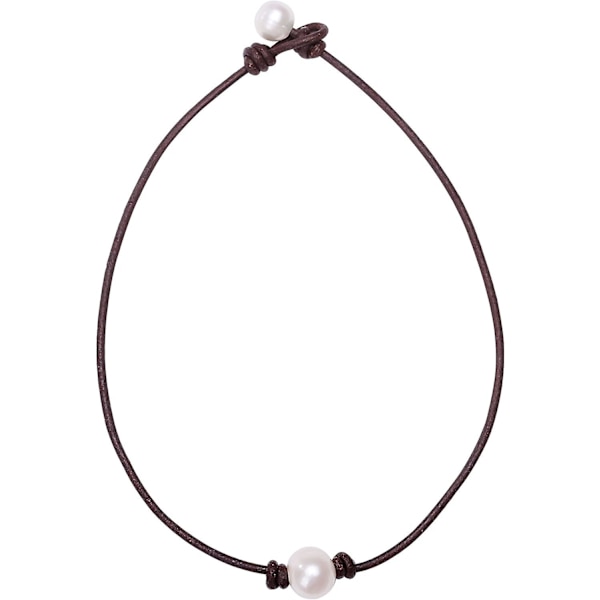Handgjord enkel odlad sötvattenspärla choker halsband för kvinnor äkta