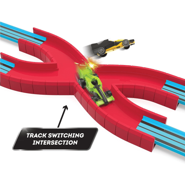 Spela Set-Large Turbo Dash – 28st Drag-lekset med loopar och 2 tillbakadragna bilar – Racerbanor och leksaker