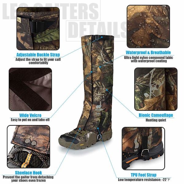 Hunting Leg Gaiters Vattentäta Camo Snöskoskydd (L)