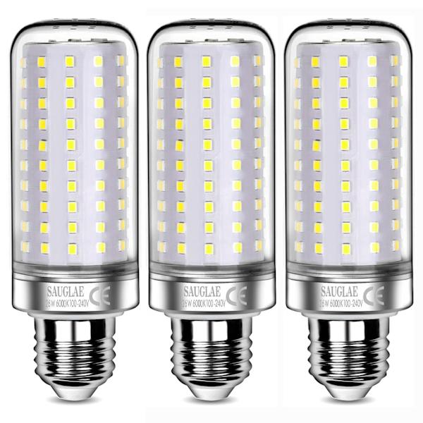 26W LED-lampor, 200W, 3000Lm, 6000K Kallt vitt, E27, 3-pack