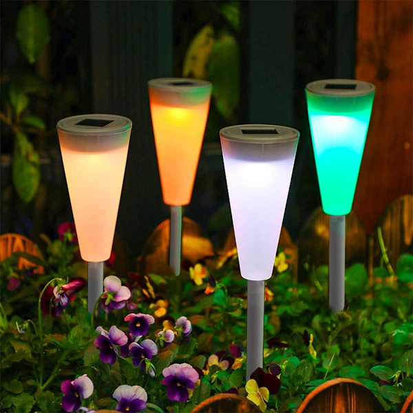 Solcellslampor för trädgård utomhus, upphängning/jordspett (4-pack)